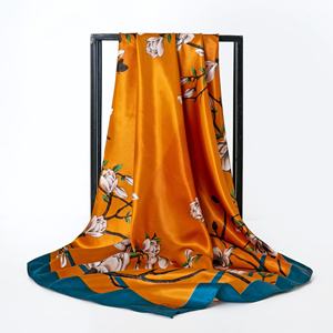 <span class=keywords><strong>Pañuelo</strong></span> de Seda Cuadrado de 90 cm con Estampado Digital Personalizado de Arquitectura Marroquí, Hiyab de Satén de Lujo para Mujer Musulmana - Product Image 2