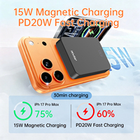 ASpor Batterie externe portable 10000mAh, charge rapide sans fil, magnétique, mince, format poche, pour voyage et extérieur A389