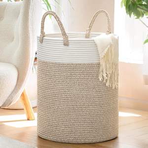 <span class=keywords><strong>Panier</strong></span> de <span class=keywords><strong>rangement</strong></span> en tissu pliable écologique fait à la main Poignées en bois Design moderne pour les jouets Vêtements de bébé <span class=keywords><strong>Suspendu</strong></span> Multifonctionnel - Product Image 1