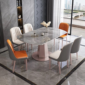 Lusso moderno allungabile pieghevole rotondo marmo tavolo da pranzo sedia set 4 6 8 posti rettangolo rotante piccoli spazi <span class=keywords><strong>mobili</strong></span> - Product Image 6