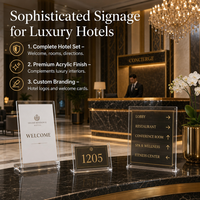 Support de signalétique d'hôtel en acrylique transparent, avec logo personnalisé, pour carte de bienvenue, présentoir de table ou de bureau, fabriqué en Chine