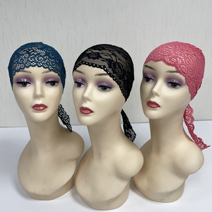 MH-1167 Hot Bán Rắn Màu Sắc Hồi Giáo Womens Bandanas Turban Khăn Bên Trong Hijab Undercap Womens Ren Tua Bin Với <span class=keywords><strong>Tie</strong></span> - Product Image 3