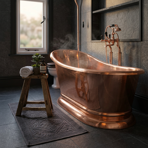 Baignoire ovale autoportante de luxe en cuivre pour adultes - Artisanat indien - Product Image 4