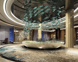 Lampadari Moderni in Vetro di Murano Blu Grande a Forma di Pesce, Soffiati a Mano, Decorativi per Hotel e Interni - Product Image 3