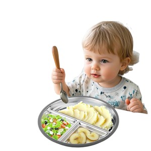 Assiette Bébé en Silicone à Ventouse, Ronde, en Acier Inoxydable, Antidérapante, avec Compartiments, Qualité Alimentaire, pour Tout-Petits - Offre Spéciale - Product Image 5