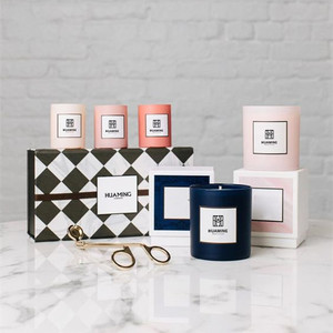 Huaming <span class=keywords><strong>New</strong></span> nhãn hiệu riêng sáp đậu nành vật liệu sang trọng mùi hương nến giá tốt bán buôn Luxe 3 gói nến thơm Bộ quà tặng - Product Image 2