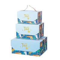 Boîtes d'emballage rigides de luxe Baoren ECO bleu clair rose PR pour gâteaux et fleurs, grande capacité, haut de gamme, avec revêtement UV magnétique et poignée
