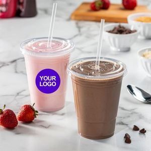 Gobelet en plastique transparent personnalisé avec logo imprimé, 98 mm, avec couvercles, 12 oz, 16 oz, 22 oz, pour café glacé, jus, lait, thé – Prix abordable 2026 - Product Image 1