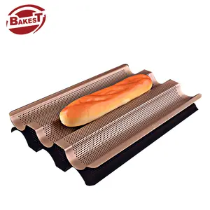 3 Rouleaux de baguette française antiadhésive Subway Casserole en émail en acier de cuisson industriel Casseroles à pain pour le pain