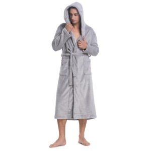 Accappatoio Morbido in <span class=keywords><strong>Pile</strong></span> Corallo, Comodo Pigiama per Adulti, Abbigliamento da Notte in Flanella per <span class=keywords><strong>Uomo</strong></span> e Donna, Termico e Traspirante - Product Image 4
