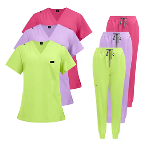 Uniforme Quirúrgico Médico de Trabajo para Enfermería con Logotipo Personalizado del Fabricante, Conjunto de Uniforme Sanitario Elástico de Talla Grande para Mujer con Top y Pantalón Tipo Jogger - Product Image 2