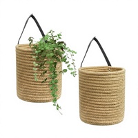 Panier de rangement rond en corde de papier tressée à la main, en fibres naturelles, pour la maison, support décoratif pour plantes, vente en gros, OEM ODM