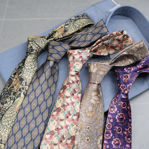 Cravates en polyester à imprimé floral et feuilles, design tendance, prêtes à être expédiées, pour hommes, pour <span class=keywords><strong>mariage</strong></span>, fête, cravate violette pour <span class=keywords><strong>homme</strong></span>, cravate de fiançailles - Product Image 1