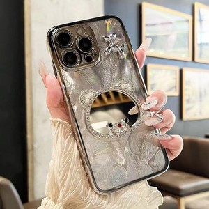 Nuovo cartone animato Mouse testa farfalla orso diamante placcato cassa del telefono con specchio per iPhone 16 15 Pro Max 14 13 <span class=keywords><strong>Cover</strong></span> posteriore morbida - Product Image 2
