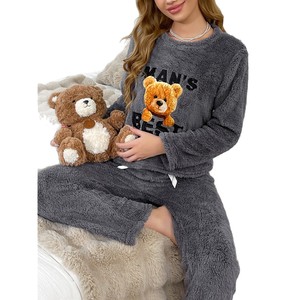Pijamas de Mujer SMOOTH, <span class=keywords><strong>Felpa</strong></span> de Oso, Otoño e Invierno, Ropa de Casa para Mujer, Pantalones Gruesos de Manga Larga - Product Image 5
