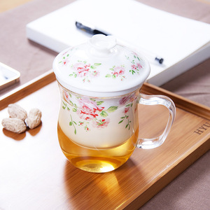 Taza para infusiones de vidrio de borosilicato, fabricante de <span class=keywords><strong>fuentes</strong></span>, con filtro de cerámica y tapa de cerámica - Product Image 3