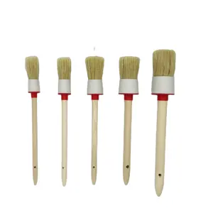 Wooden Handle Paint Brush Bristle Professional Oil Painting Brush Paint Brush Supplier with White Quantity Pig Gold Steel Plate
