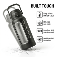 Bouteille d'eau en acier inoxydable anti-fuite, idéale pour la salle de sport, avec bec verseur double usage pour les entraînements