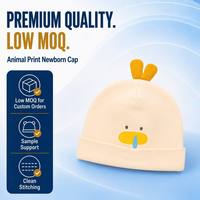 Gorro de Bebé Recién Nacido con Estampado Animal y Orejas de Animal, Gorros de Algodón Suave para Bebés, Venta al Por Mayor Directa de Fábrica, Listo para Enviar