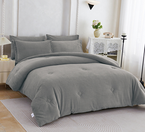 Set di Biancheria da Letto di Lusso 6 Pezzi, Copripiumino Moderno in Tinta Unita, Misura <span class=keywords><strong>Queen</strong></span>, 400TC, Lavato e Spazzolato, Confortevole in Poliestere - Product Image 4