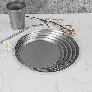Assiette Plate Vintage en Acier Inoxydable, Plateau Rétro de Luxe Léger pour Plats Occidentaux, Desserts et Steaks, Angle Droit - Product Image 4