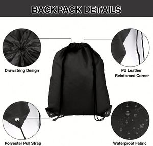 Wholesale Promotional Polyester Nylon Drawstring 34cm Shop Sports <b>Backpack</b> Customized Draw String Bags - Product Image 2