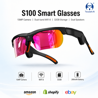 Lunettes intelligentes S100 AI avec caméra 13MP, WiFi6, enregistrement vidéo, traduction en temps réel, assistant vocal ChatGPT, contrôle tactile