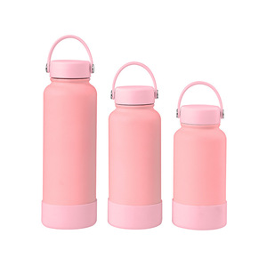 Stylish Rubber Coated Portable <b>Thermos</b> With Handle 304 Stainless Steel Leak Proof For Travel Outdoor Sports Large Capacity - Product Image 3