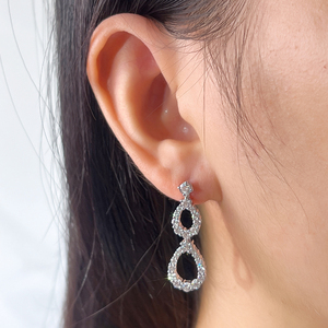 Boucles d'oreilles Messi Jewelry MSE-839 en or blanc 18 carats avec diamants ronds pour femmes - Product Image 5