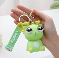 Porte-clés Dragon en PVC à yeux saillants, jouet anti-stress à presser, unisexe, multicolore, à partir de 8 ans, accessoire cadeau