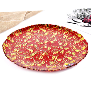 Assiettes de présentation décoratives de luxe en verre, <span class=keywords><strong>sous</strong></span>-assiettes rouges en verre pour Noël et mariages, vente en gros - Product Image 6