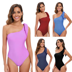 Maillot de bain de fitness une pièce élégant pour femmes européennes américaines motif solide imprimé découpé conception arrière sexy écologique - Product Image 1