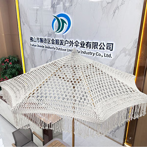 Ombrellone da Giardino Moderno in Macramè di Cotone Intrecciato a Mano, Resistente alle Intemperie, per Hotel e Spiaggia - Product Image 5