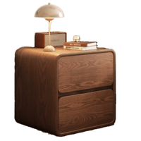 Table de Chevet Moderne en Bois Massif et MDF avec Rangement, Nouveau Design, Revêtement en Cuir, pour Appartement et Chambre à Coucher