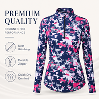 Hauts de performance pour femmes en coton à demi-zip et manches longues, coupe ajustée, antibactériens, sans coutures, 4 couleurs unies, impression personnalisée