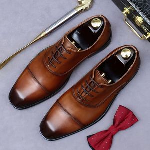 Chaussures habillées en cuir véritable de haute qualité à bout carré pour hommes 2026 - Product Image 4