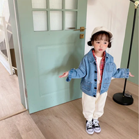 Veste en jean unisexe pour enfants, garçons et filles, en denim bleu décontracté, respirant et écologique, vente en gros personnalisée