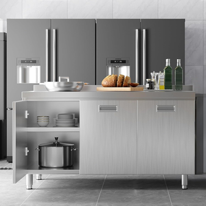 Évier en acier inoxydable avec armoire, évier utilitaire autoportant avec plan de travail et rangement, évier de cuisine commercial pour cuisine extérieure - Product Image 2