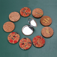 Handheld Double-Sided Cork Compact Makeup Mirror Factory Wholesale Cat-Shaped Pocket Mirror Portable and Personalized