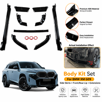 Kit carrosserie aérodynamique SKY Design pour BMW XM G09 : Lame avant, diffuseur arrière, jupes latérales en plastique ABS noir brillant, fixation par boulons