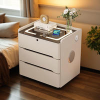 Meuble intelligent moderne de luxe léger multifonctionnel avec charge sans fil, verrouillage par empreinte digitale, haut-parleur, en bois, 3 tiroirs, double, pour appartement et hôpital