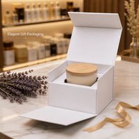 Boîte cadeau de luxe blanche imperméable avec insert en éponge magnétique pour bougies, emballage de bougies avec rabat articulé, finition mate, fabrication en usine