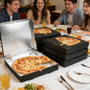Caja de pizza aislada a prueba de fugas con diseño de logotipo personalizado impreso, tamaño 9, 10, 12, 14 pulgadas, forro resistente al calor, apilable. - Product Image 1