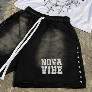 Conjunto de Camiseta y Pantalones Cortos para <span class=keywords><strong>Hombre</strong></span>, Estampado en Serigrafía, Estilo Vintage, Lavado Ácido, Alta Calidad, Venta al Por Mayor - Product Image 4