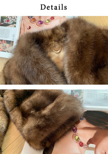 Acheter Femmes Noir Sable Mink Manteau D'hiver Court Fourrure Sable Manteau Pur Naturel Sable Manteau De Fourrure De Sable - Product Image 6