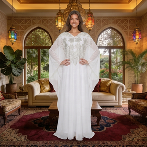 <span class=keywords><strong>Abaya</strong></span> Ouverte Blanche 2026 Style Élégant Kebaya Musulmane Femme Mode Moderne Baju Kurung Malaisie Polyester Ensembles Décontractés Modernes pour Adultes - Product Image 6