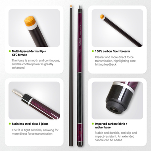 TuoYuan Queues de billard de style américain, économiques, avec pointe de 11,8/12,5 mm et virole personnalisable, en carbone, 1/<span class=keywords><strong>2</strong></span> brisées - Product Image 3