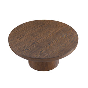 Modern Durable Round Coffee <b>Table</b> with Cylindrical Legs and Wood Veneer Top Rounded <b>Sofa</b> <b>Side</b> <b>Table</b> for Living Room & Office - Product Image 1