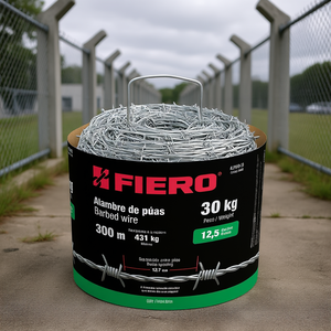 Alambre de Púas Galvanizado por Inmersión en Caliente Fiero de 300 m y Calibre 12.5, Rollo de 30 kg, Alambre de Acero con Recubrimiento de PVC para Seguridad y Aplicaciones Penitenciarias - Product Image 2