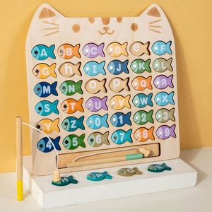Kids Best Gift ABC Alphabet Cognitive Number Letter Learning <b>Puzzle</b> Toy Wooden Fishing <b>Game</b> for Toddlers - Product Image 1